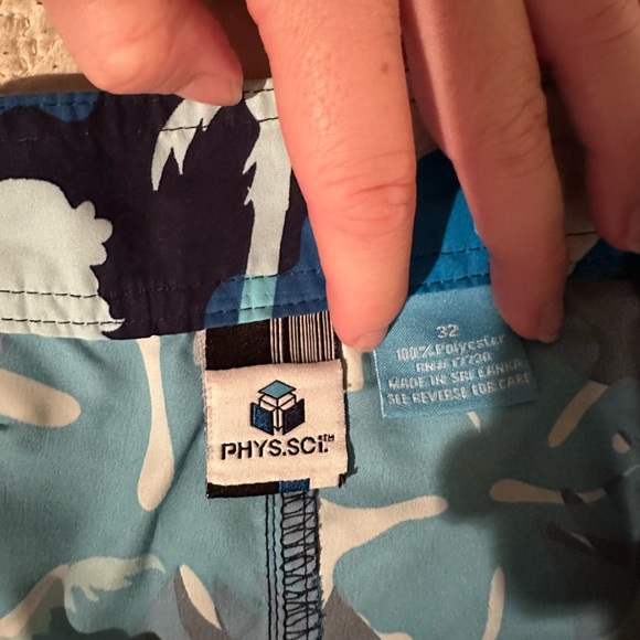 Men’s Blue Palm tree Hawaiian swim shorts! Velcro closure. Size- 32.Phys.Sci. - Picture 6 of 9